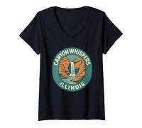 Femme Canyon Whispers Illinois Chemise rétro Cascade Canyon Randonnée T-Shirt avec Col en V