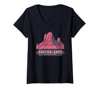 Femme Canyonlands National Park Utah Zion Bryce Canyon Arches Rose T-Shirt avec Col en V