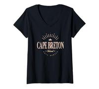 Femme Cap-Breton Canada | Île du Cap-Breton Nouvelle-Écosse Moderne T-Shirt avec Col en V