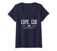 Femme Cap Cod, Massachusetts Field//Cape Cod, MA T-Shirt avec Col en V