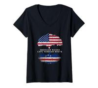 Femme Cap-Vert : racines capverdiennes élevées américaines | Kriol T-Shirt avec Col en V
