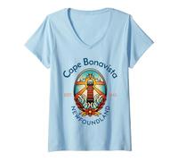 Femme Cape Bonavista Lighthouse Terre-Neuve T-Shirt avec Col en V