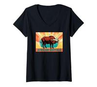 Femme Cape de Buffle Africaine - Ecologie Mammalogie Animal d'Afrique T-Shirt avec Col en V