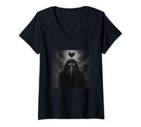 Femme Cape de Faucheuse éléphant effrayante en Forme de cœur pour Halloween T-Shirt avec Col en V