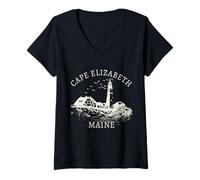 Femme Cape Elizabeth Maine Vintage Pride T-Shirt avec Col en V