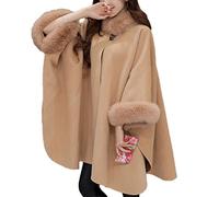 Femme Cape en Laine Cardigan Manches Longues Chaud Poncho Élégant Manteau Cape Cap Veste