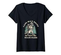 Femme Cape May Point State Park New Jersey Randonnée Trail Raton Laveur T-Shirt avec Col en V