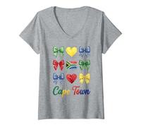 Femme Cape Town Coquette Bow Girls T-Shirt avec Col en V