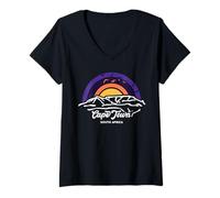 Femme Cape Town Table Mountain Afrique du Sud Cadeaux de Voyage rétro T-Shirt avec Col en V