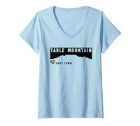 Femme Cape Town Table Mountain Drapeau Afrique du Sud Cadeaux de Voyage T-Shirt avec Col en V