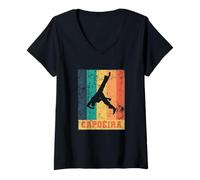 Femme Capoeira Arts Martiaux Danse Acrobaties T-Shirt avec Col en V