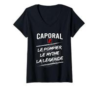 Femme Caporal chez Les Sapeurs Pompiers Cadeau Pompier Humour T-Shirt avec Col en V