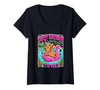 Femme Cappy Birthday to Me Capybara Flamingo Floatie Tropical T-Shirt avec Col en V