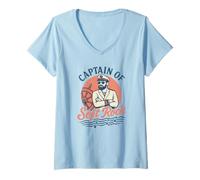 Femme Captain of Soft Rock Retro Nautical Yacht Rock Rock Rock Music Vibes T-Shirt avec Col en V
