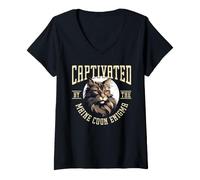 Femme Captivated by The Maine Coon Enigma Cat Lover Owner T-Shirt avec Col en V