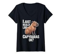Femme Capybara, J'aime Capybaras | Rongeur, Capy T-Shirt avec Col en V