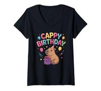 Femme Capybara Lovers Birthday Cappy Happy Birthday Party T-Shirt avec Col en V