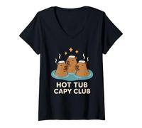 Femme Capybara Meme Coffee Vibes Stay Chill Living The Capybara T-Shirt avec Col en V