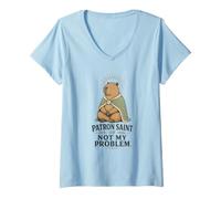 Femme Capybara Meme Patron Saint of Not My Problem T-Shirt avec Col en V