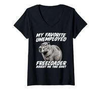 Femme Capybara Mon Freeloader préféré au chômage m'a acheté ceci T-Shirt avec Col en V