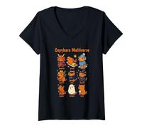 Femme Capybara Multiverse Wizard, Joueur, Mode Vacances T-Shirt avec Col en V