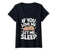Femme Capybara Si tu m'aimes, Laisse-Moi Dormir T-Shirt avec Col en V