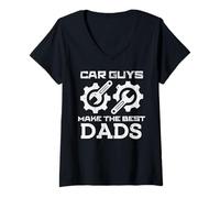 Femme Car Guy Make The Best Dads Mécanicien de fête des pères Papa Daddy T-Shirt avec Col en V