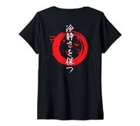 Femme Caractère chinois japonais Kanji Zen au dos T-Shirt avec Col en V