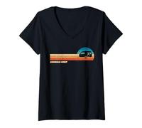 Femme Caravane, camping, extérieur, mobil-home, rétro, glamping, Hom T-Shirt avec Col en V