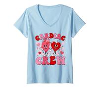 Femme Cardiac Crew Valentine, Crew Valentine Cardiologie Echo Tech T-Shirt avec Col en V