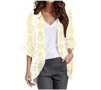 Femme Cardigan avec imprimé Floral, Manches bouffantes, Couverture ample, Mousseline de Soie Haut Habillé d'été Châle Chic pour Femme Ample Ouvert sur Le Cardigan Ete Devant Chic et Chemise de Plage