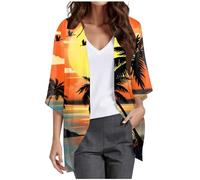 Femme Cardigan avec imprimé Floral, Manches bouffantes, Couverture ample, Mousseline de Soie Haut Habillé d'été Châle Chic pour Femme Ample Ouvert sur Le Cardigan Ete Devant Chic et Chemise de Plage