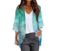 Femme Cardigan Court Chic et Elegant Manche 3/4 Gilet d'été Doux Femme Veste Ouverte Chic pour Mariage Robes Plages Cardigan Boléro Court Femme en Mousseline de Soie Gilet à Manches Évasées Vest#568