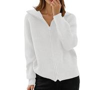 Femme Cardigan Long Pull Gilet Chaud Manteau Sweater Chandail, Chandail De Unie, Cardigans Femme Manches Longue Cardigans Pull Casual Col V avec Fermeture éclair Veste Chic Cardigan