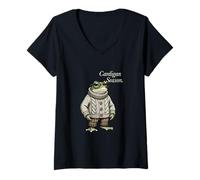 Femme Cardigan Saison Grenouille Automne Mode T-Shirt avec Col en V