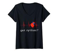 Femme Cardiologie Coeur Battement de cœur Impulsion Cardiologue T-Shirt avec Col en V