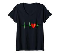 Femme Cardiologue Cardiology Heart ECG Heartbeat Pulse Surgery MD T-Shirt avec Col en V