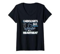 Femme Cardiologue EKG Heartbeat Design T-Shirt avec Col en V