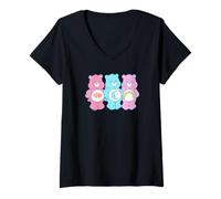 Femme Care Bears Bedtime Cheer Love-A-Lot Bear Friendship Trio T-Shirt avec Col en V