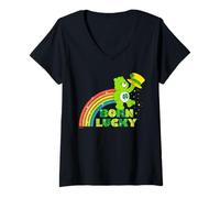 Femme Care Bears Good Luck Bear Born Lucky St. Patrick's Day T-Shirt avec Col en V