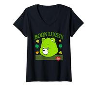 Femme Care Bears Good Luck Bear Born Lucky St. Patrick's Day T-Shirt avec Col en V