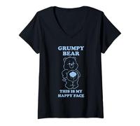 Femme Care Bears Grumpy Bear Happy Face T-Shirt avec Col en V