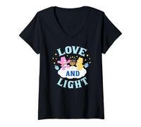 Femme Care Bears Hanukkah Love & Light Cheer Bear & Funshine Bear T-Shirt avec Col en V