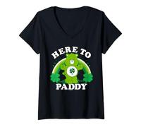 Femme Care Bears Here to Paddy Good Luck Bear St. Patrick's Day T-Shirt avec Col en V