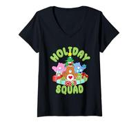 Femme Care Bears Holiday Squad Decorating The Tree T-Shirt avec Col en V