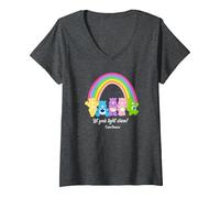 Femme Care Bears Let Your Light Shine Vintage Rainbow Group Poster T-Shirt avec Col en V, Chiné Foncé, M