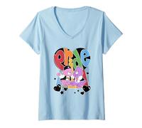 Femme Care Bears Pride Cheer and Share Bear Rainbow Heart T-Shirt avec Col en V