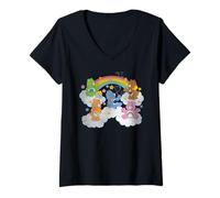 Femme Care Bears Rainbows Bears Clouds Hearts and Stars T-Shirt avec Col en V