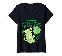 Femme Care Bears St. Patrick's Day Lucky Bear Big Clover Portrait T-Shirt avec Col en V