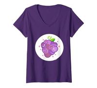 Femme Care Bears: Unlock The Magic Grape Vibes Bear Belly T-Shirt avec Col en V
